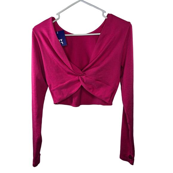 JoyLab Pink Ling Sleeve Seamless Tee Cropped Fit Size Large NWT - Picture 1 of 8